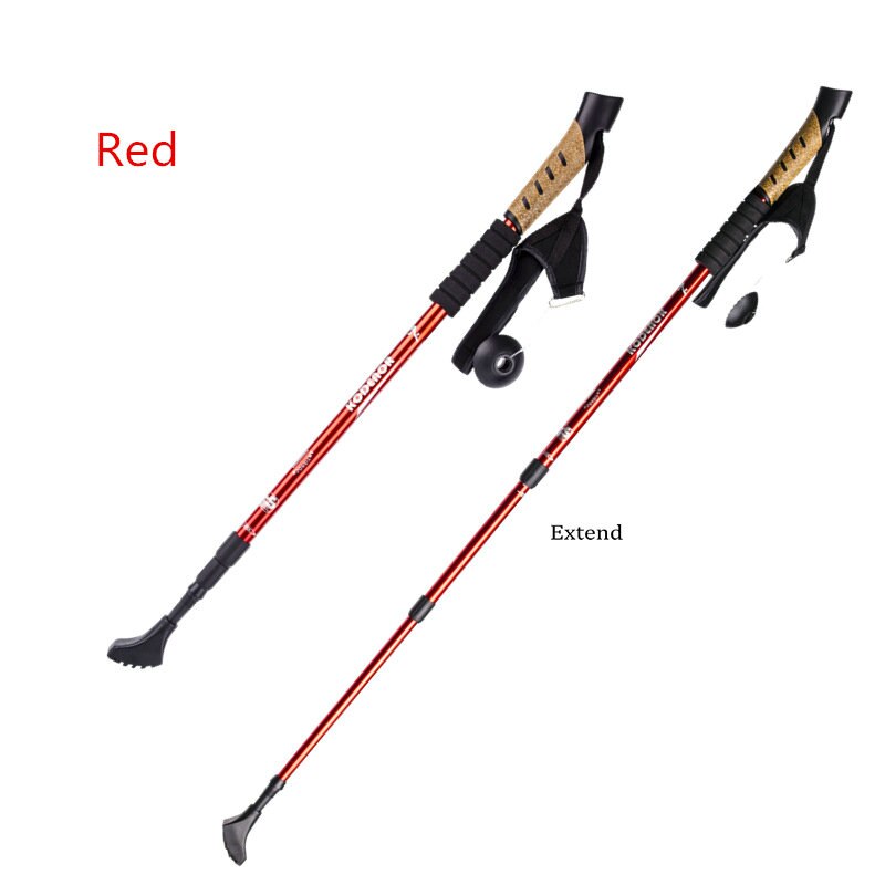 2-pcs Pack Trekking Poles Adjustable Hiking or Walking Sticks Lightweight Aluminum Walking Poles: Red