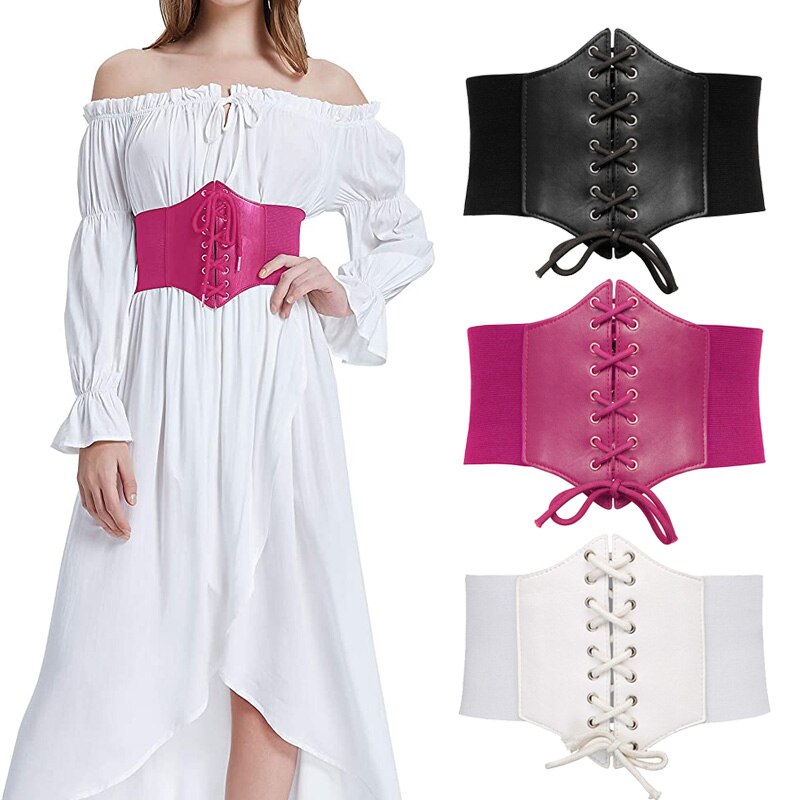 Corset cuero Pu ancho para adelgazamiento de cuerpo cinturones para mujer elástico cinturón a la cintura alto Cinto Sobretudo femenino Ceinture Femme Fajas