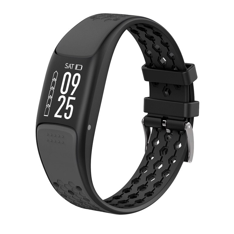 P8 GPS Sport Smart Band Waterdicht IP68 Zwemmen Smart Polsbandje Hartslagmeter Armband 0.73 "Full Screen Fitness Tracker: Gray