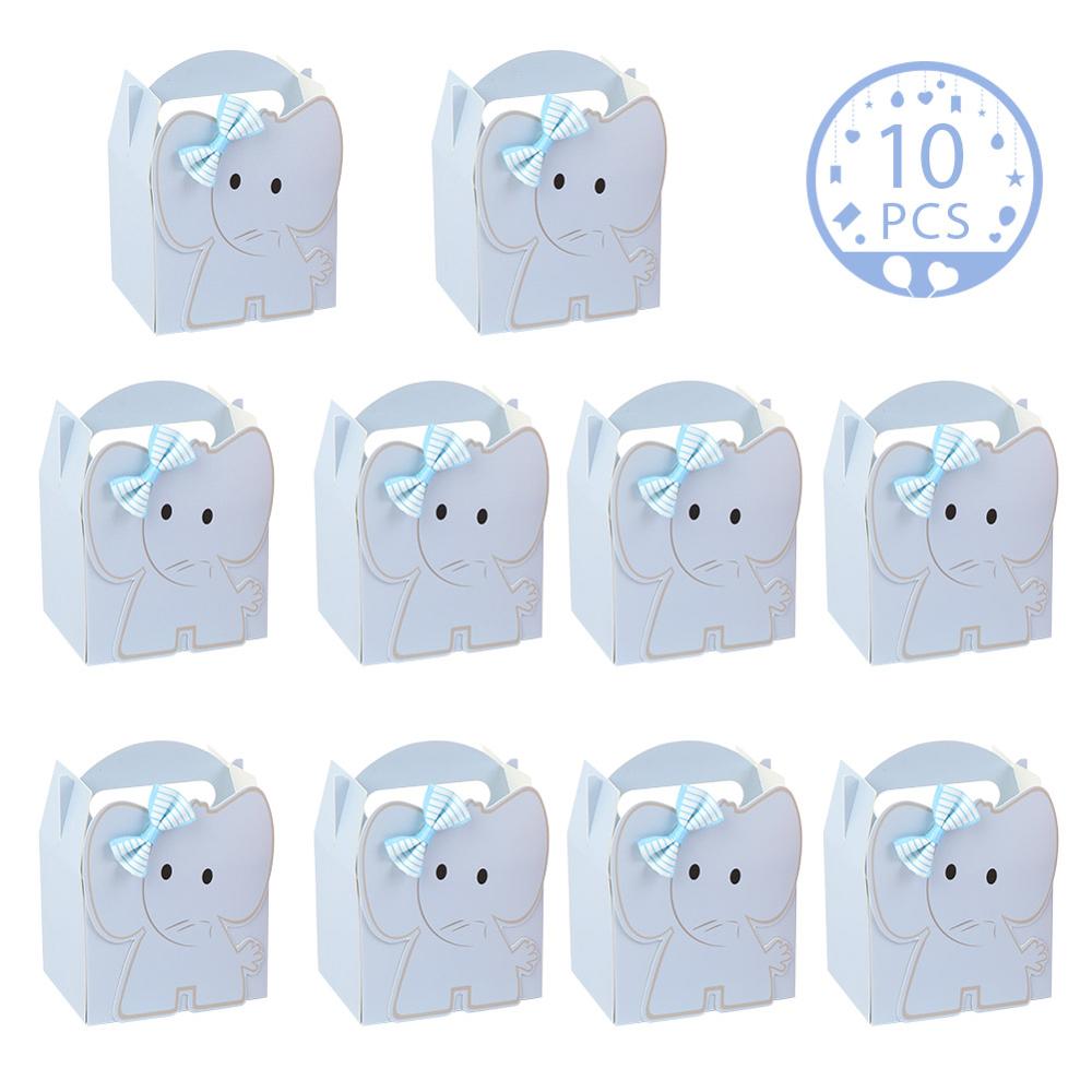Vores varme tegneserie elefant slik æske blå pink børn fødselsdag papir sød slik æske kawaii baby shower indretning dreng pige favoriserer: Blå elefant