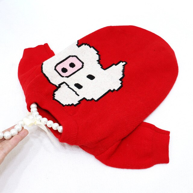 Pet clothes autumn/winter sweater sweater pitbull pug fat dog short body stretch red piglet small dog costume