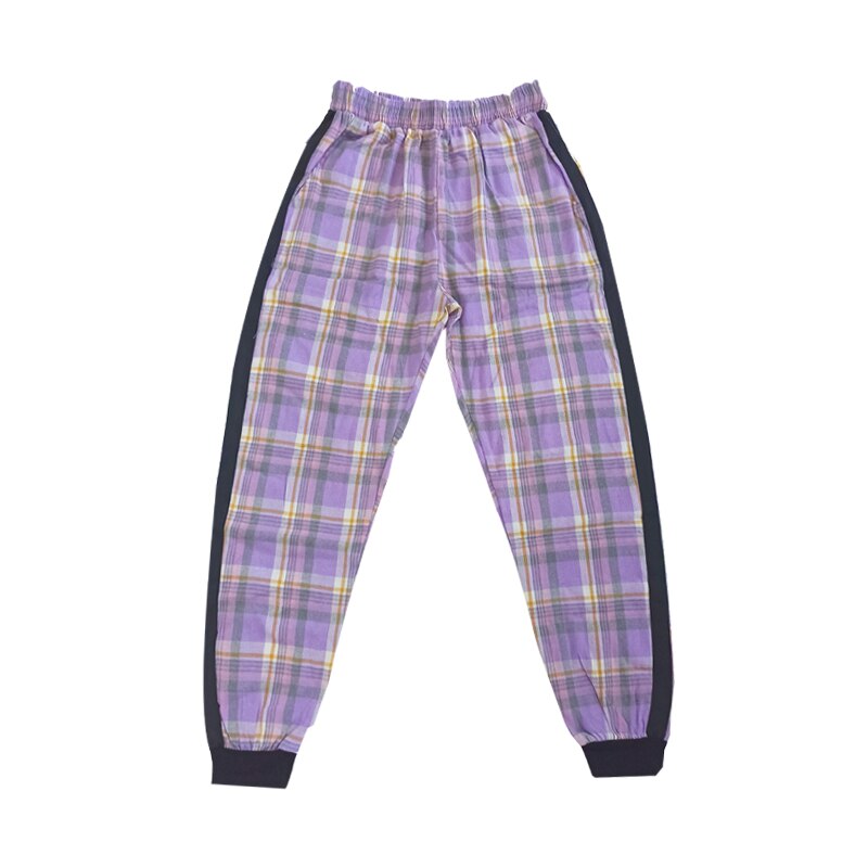 Jazz dans kostumer lilla plaid hiphop jakkesæt piger jazz street dance tøj børn hip hop træningstøj dqs 5556: Bukser / 120cm