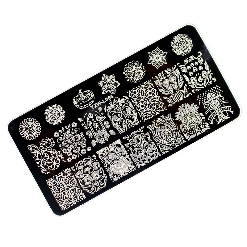 1PC Edelstahl Druck Nagel Stanzen Platten Manikübetreffend Blätter Ahorn Schablone Schimmel Weihnachten Schneeflocken Nagel Kunst DIY Dekorationen: YZW-L06