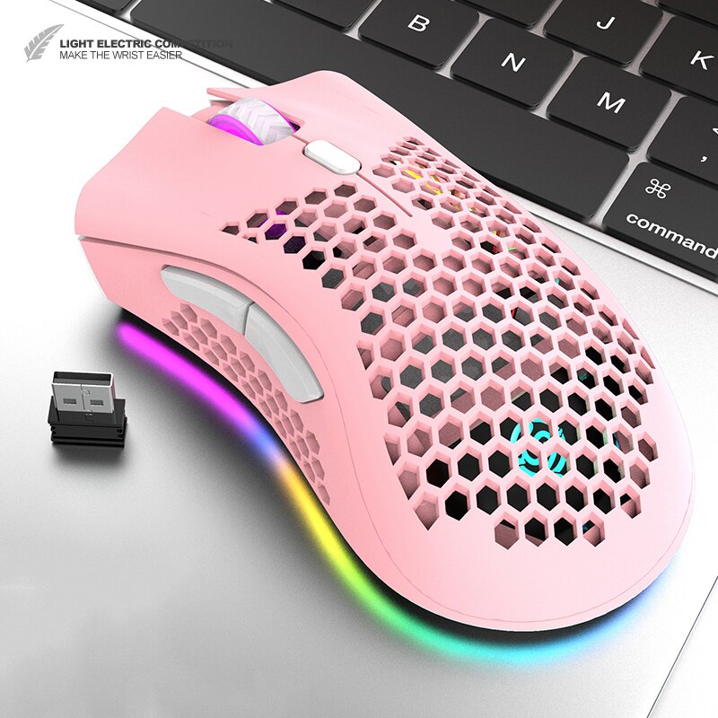 Gaming Muis 2.4Ghz Draadloze Muis 1600Dpi Usb Oplaadbare Honingraat Rgb Optische Muis Voor Pc Computer Gamer Accessoires: 02