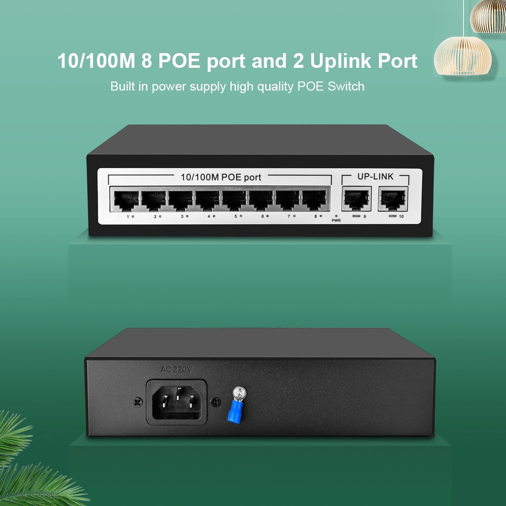 CCTV 8 port PoE switch 802.3af IEEE Fast Ethernet Switch 10 port 10/100 switch with 8 port POE For POE IP Camera Network camera