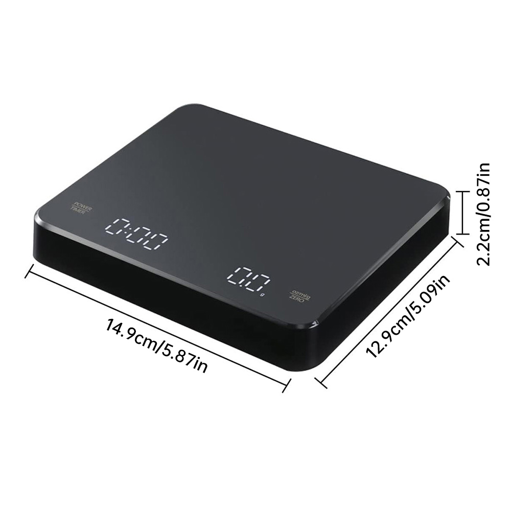 Digitale koffieweegschaal met timer LED-scherm Espresso USB 3 kg Max. Wegen 0,1 g Hoge precisie Maatregelen in Oz/ml/g Keukenweegschaal