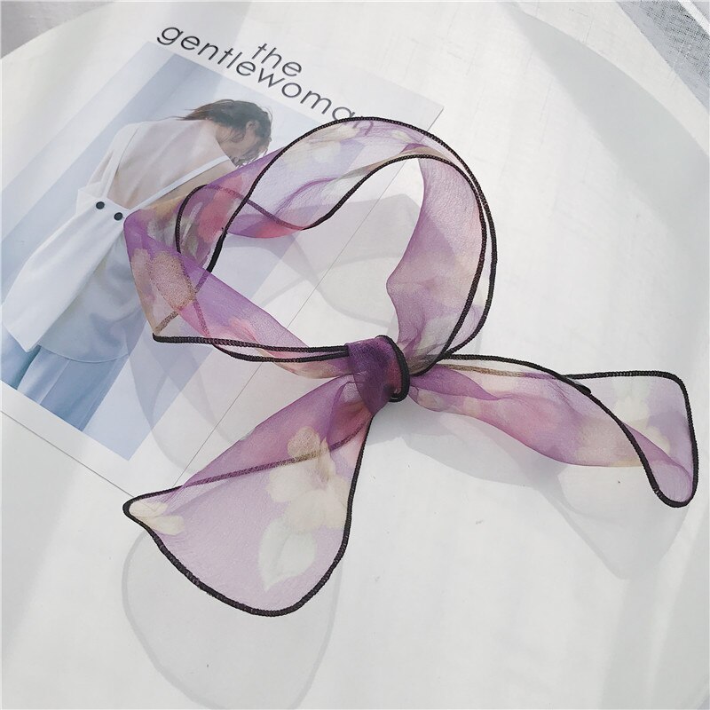 Sommar höst tunn smal smal scarf multifunktionell dam liten scarf huvudduk för väskhandtag halsdukar: 2