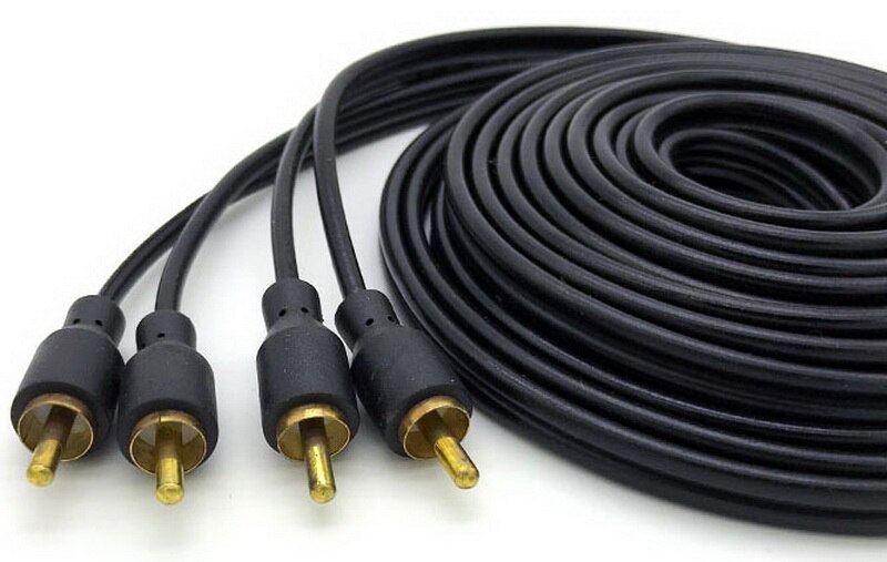 Amplifier Power Cable Copper Line RCA Plug Phono Y Splitter Lead Adapter Cable Connector Car Audio Power Cable 5m Wire