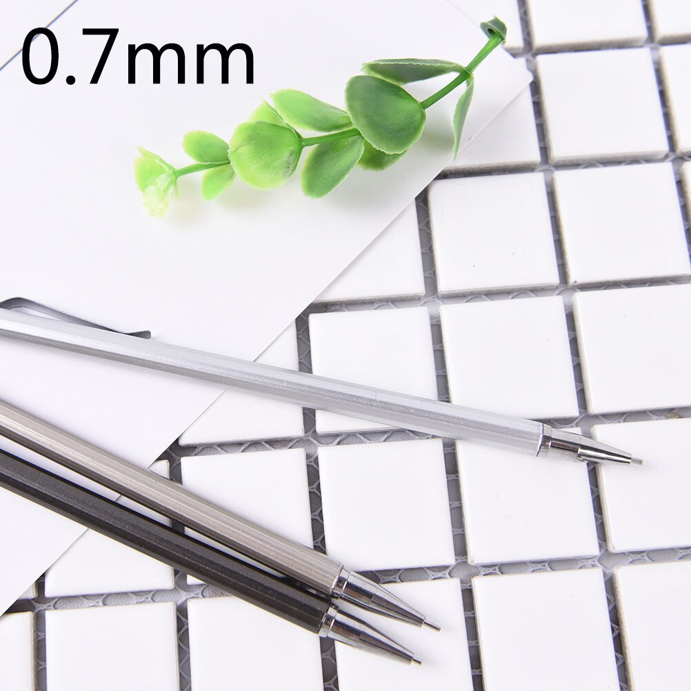 0.5/ 0.7mm Automatic Drafting Pencil, Lead Size, Metallic Black Sliver Barrel Mechanical Pencil Length: 14.5cm: N1