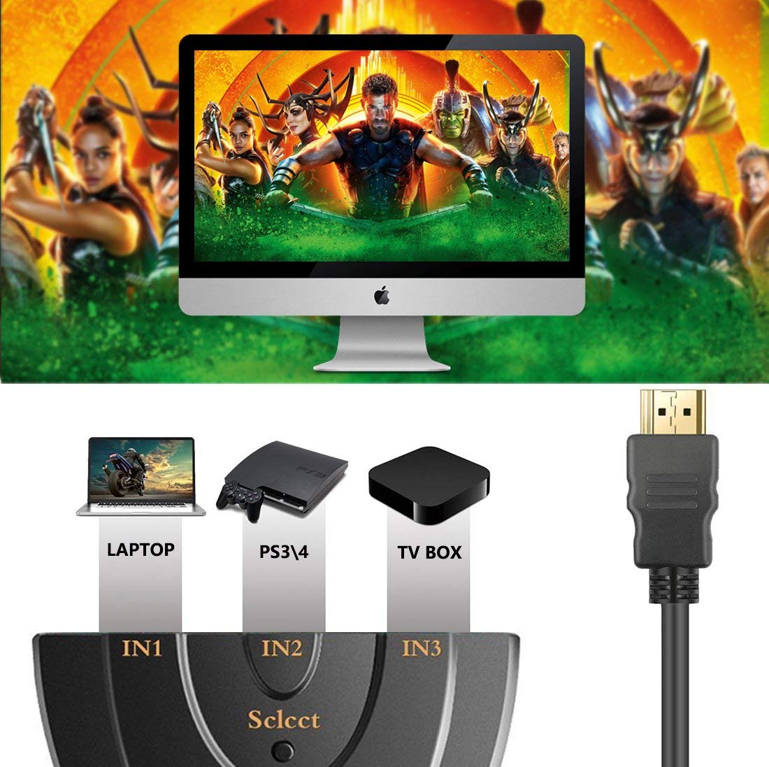 HDMI Switch 3 Poort 4 k HDMI Schakelaar 3 in 1 Out met Hoge Snelheid Switch Splitter Pigtail Kabel Ondersteunt full HD 4 k 1080 p 3D Speler