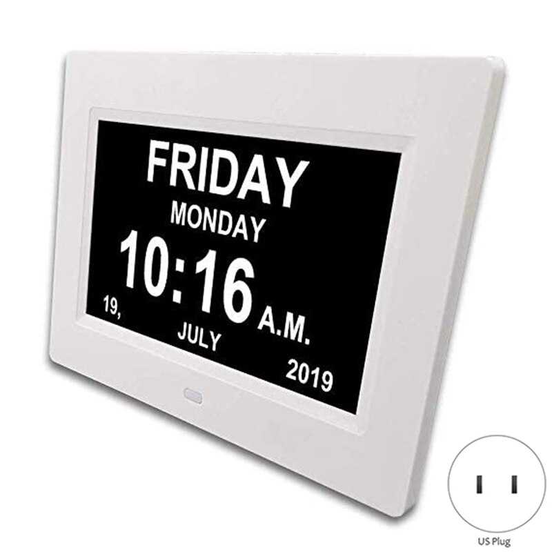 7 Inch Digital Calendar Day Clock Large Clear Digits Display Alarm Clock with HD Digital Photo Frame