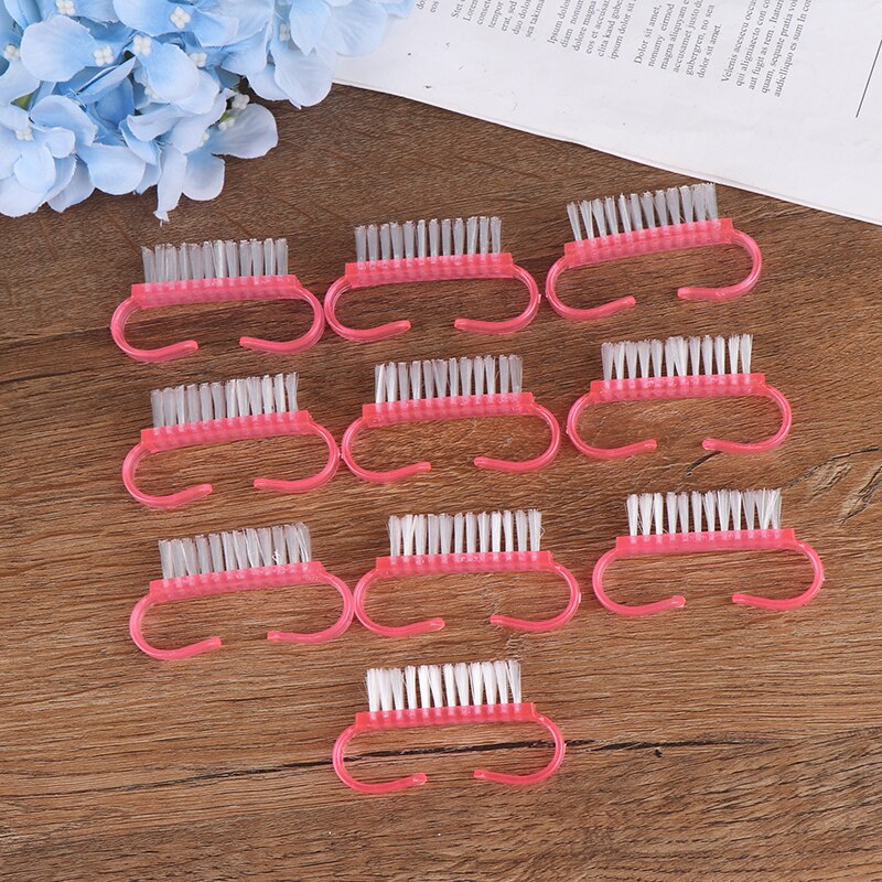 Cepillo de limpieza para uñas, herramientas de limado para manicura y pedicura, suave, elimina el polvo, cepillos de limpieza de plástico, 10 unids/lote