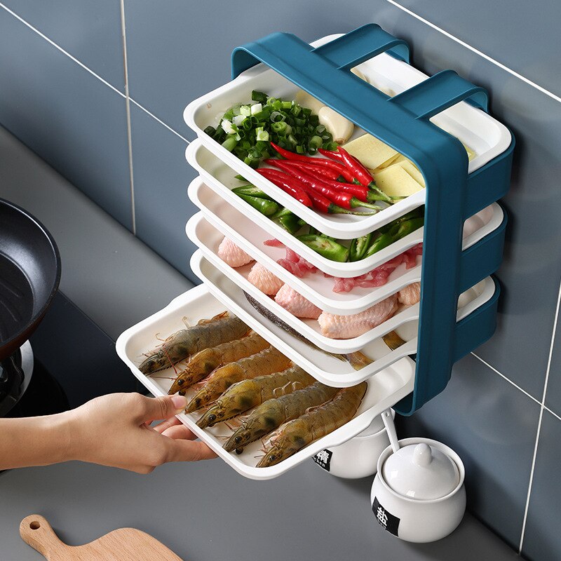 Kitchen side dish plate multi-layer superimposed vegetable plate household countertop space-saving wall-mounted rack plate sets