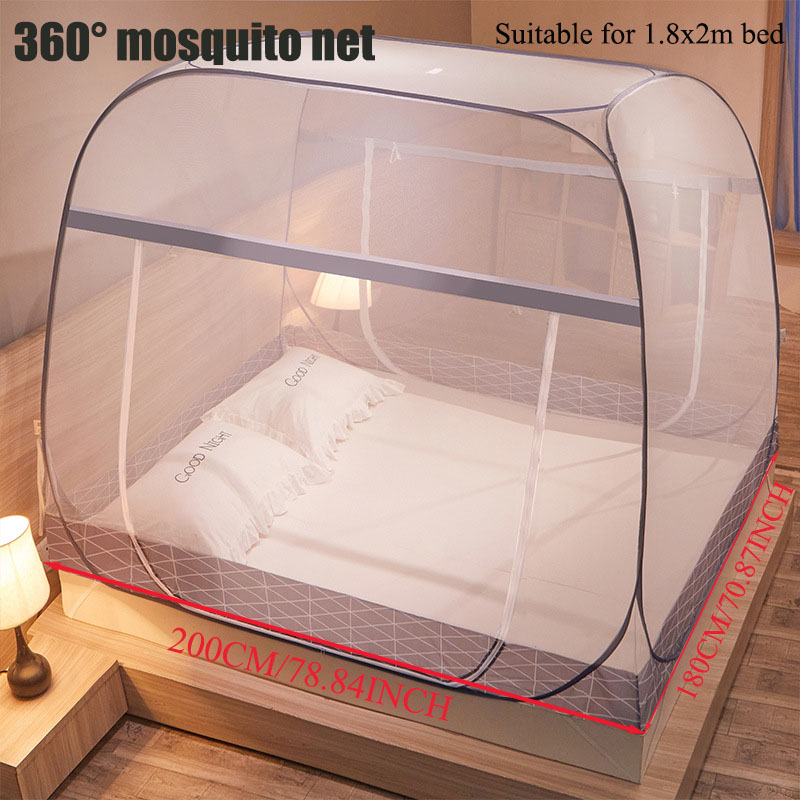 180 x 200 cm Moskitonetz 360 ° Schutz, faltbar, voller Boden, großer Platz, Moskitonetz, Reißverschluss, Doppeltür-Zelt