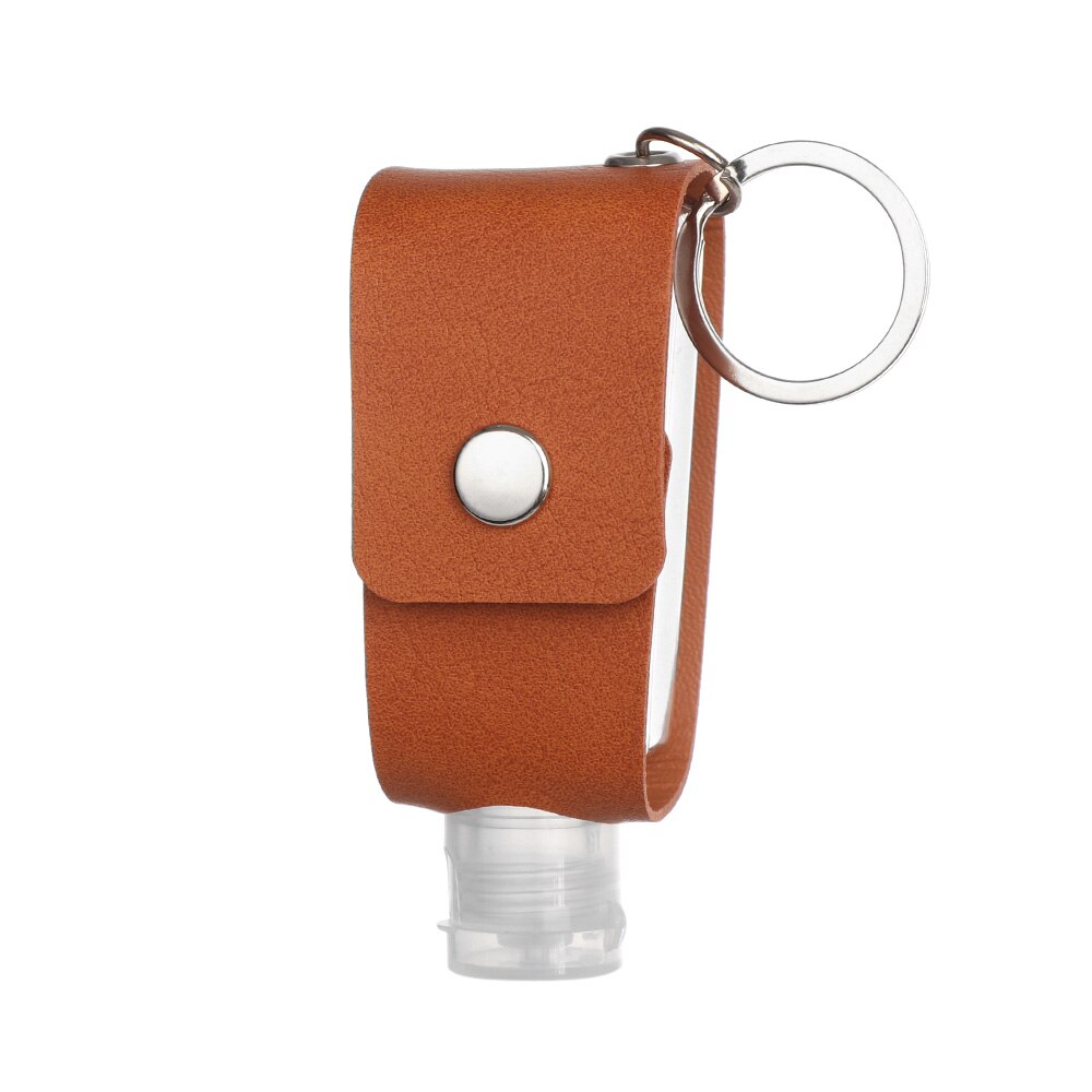 30ml Hand Washing Bottle Keychain Holder Flip Cap Reusable Travel Refillable Bottles Soap Containers with Keyring Portable: Type3 brown