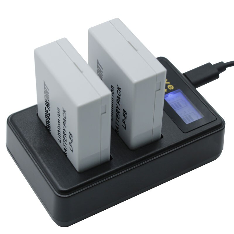 7.4v 1860 mah bateria lp  e8 batteri batteri akku + dubbel laddare för canon eos 550d 600d 650d 700d x4 x5 x6i x7i t2i t3i