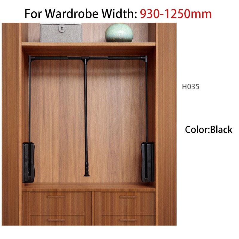 Pull Down Lifting Clothes Rod Retractable Damping Hanger Rail Dual Soft Close System For Wardrobe Walk-in Closet: light yellow