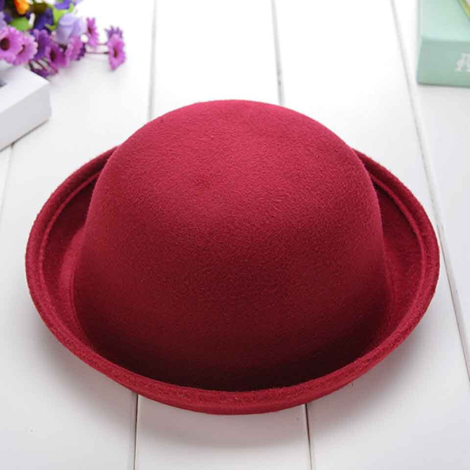 Parent-child Fedora Hat Kids' Round Top Hat Dome Cap Children Dress Hats Felt Hats Wool Felting Bowler Hat For Mom and Baby