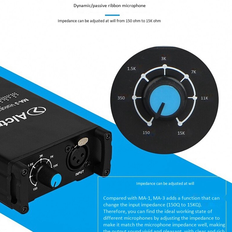 Alctron MA-3 Mic Preamplifier Dual-Channel Mic Amp for Moving Coil and Dynamic Microphone