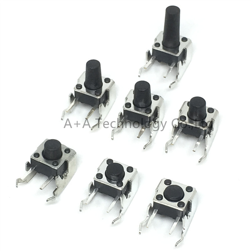PCB Momentary Tactile Tact Push Button Switch Right Angle With stent 6*6*4.3/5/6/7/8/9/12mm 6x6x4.3/5/6/7/8/9/12 MM (20PCS/)
