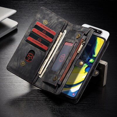 For Etui Samsung Galaxy A80 A90 Case Samsung A90 Leather Wallet on Cover for Coque Samsung Galaxy A80 A 80 A850F Phone Bag Cases: For Galaxy A90 / Black    008