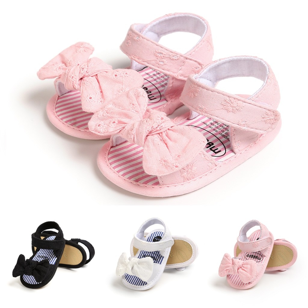 -né enfant bébé filles chaussures mignon enfant en bas âge première marche été sandales chaussures bébé nœud papillon couleur unie chaussures de marche