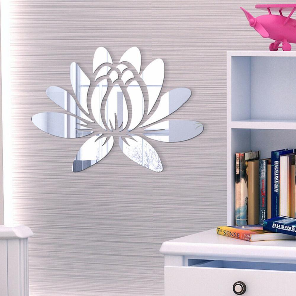 3d lotus vägg klistermärke delikat spegel klistermärke avtagbara väggdekaler för hem sovrum vardagsrum dekoration vattentät