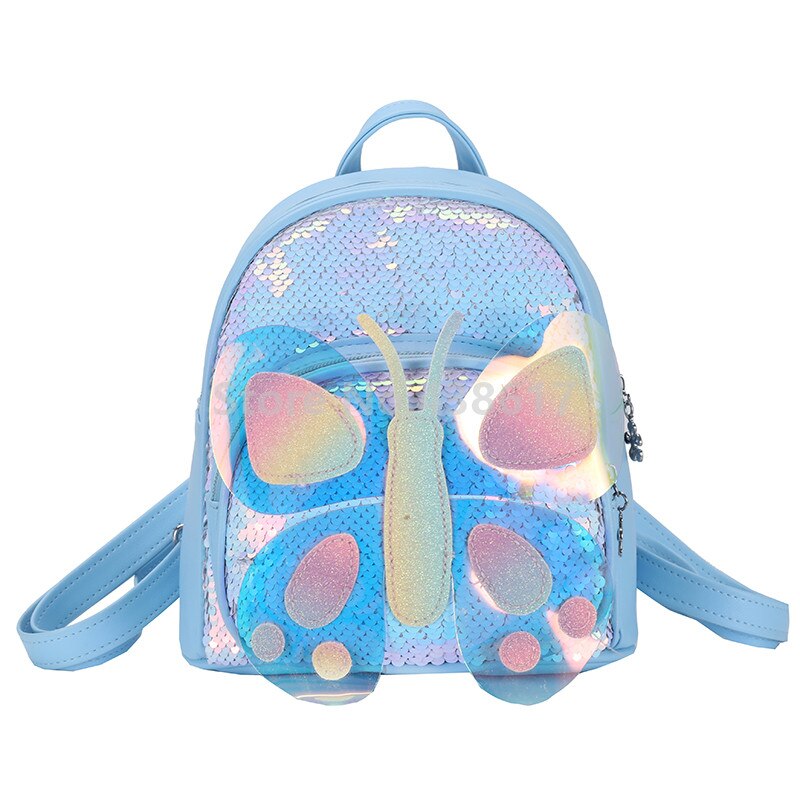 Cute 3D Colorful Butterfly PU Sequin Toddler Backpack School Bag For Girls Kindergarten School Kids Small Bags
