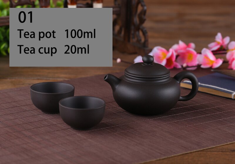 Yixing Paarse Klei Kleine Thee Set Omvat 1 Pot 2 Kopjes, Xishi Pot Thee Ceremonie, zisha Keramische Aardewerk Theekopje, China Kung Fu Thee Set: 01