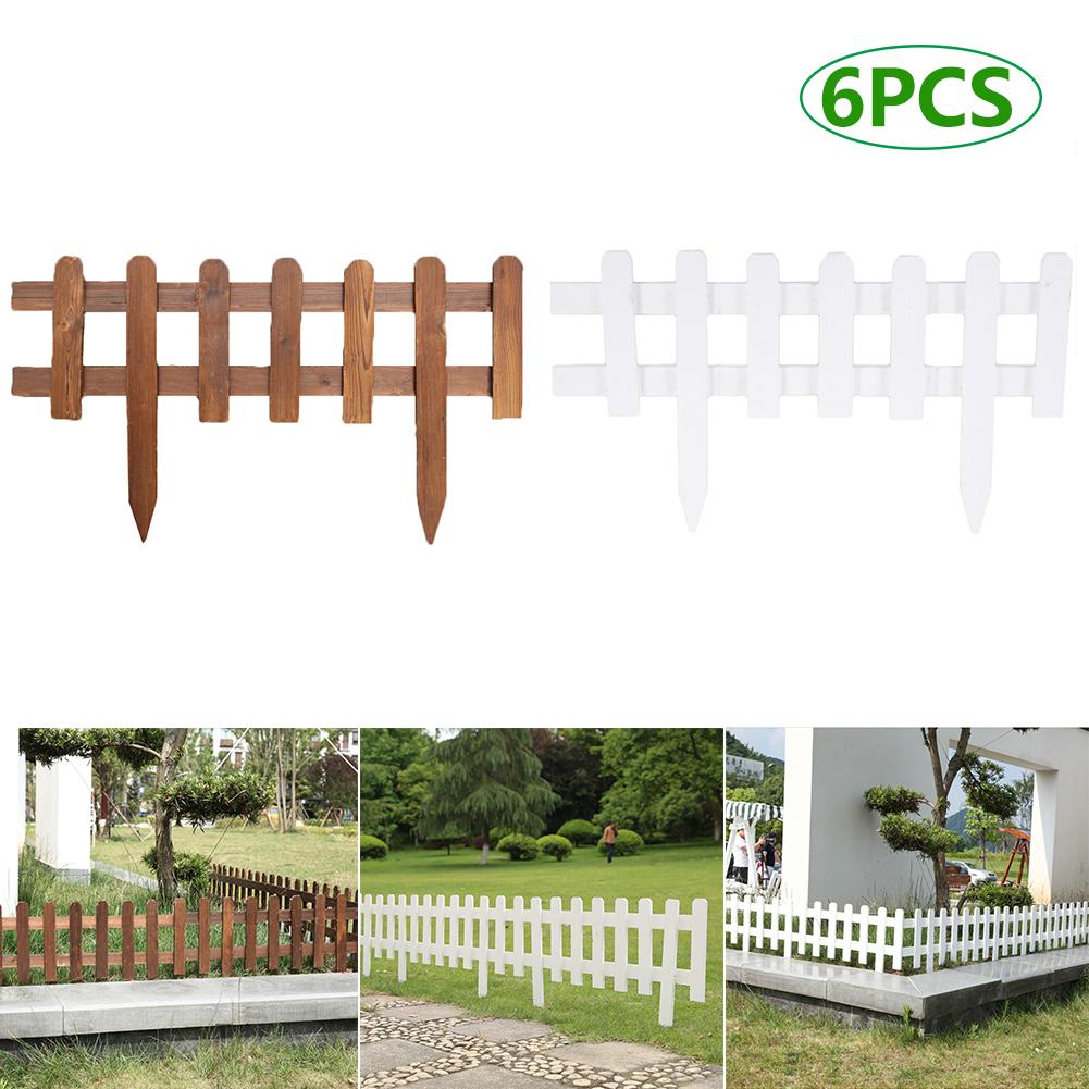 6 Pcs Hout Piket Tuin Hek Rot Proof Diy Tuin Gazon Hek Rand Hekwerk Outdoor Corrosiewerende Houten Hek Voor Buitenshuis