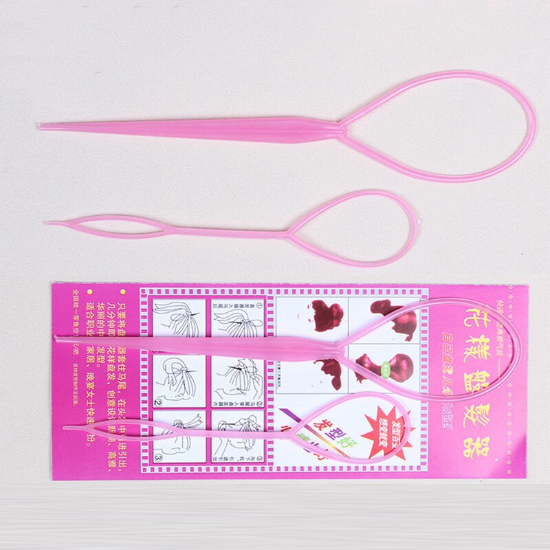 Pratique facile à utiliser 2 pièces Topsy queue cheveux tresse queue de cheval fabricant outil de coiffure accessoires de cheveux outil de fabrication de cheveux: Pink