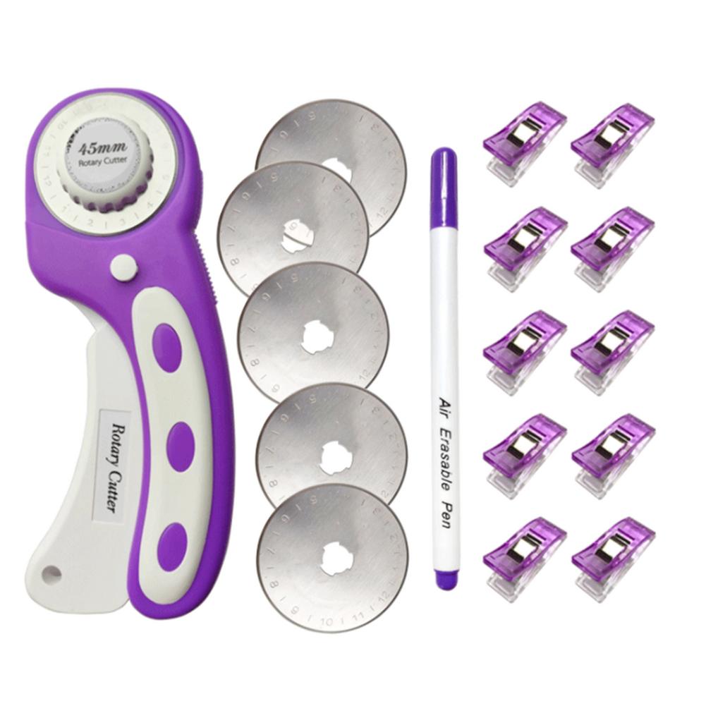 Purple Rotary Cutter Kits 45mm Round Craft Tool For Cutting For Cutting Paper, Fabric, Leather And Plastomer With Sharp Edge