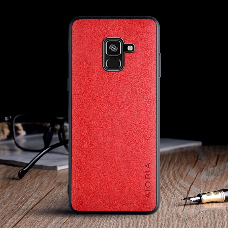 Sprawa dla Samsung galaktyka A8 2018 plus 2018 A530 A730 coque luksusowe rocznika skóry pokrywa dla samsung a8 2018 przypadku funda capa: A8 2018 (A530) / czerwony