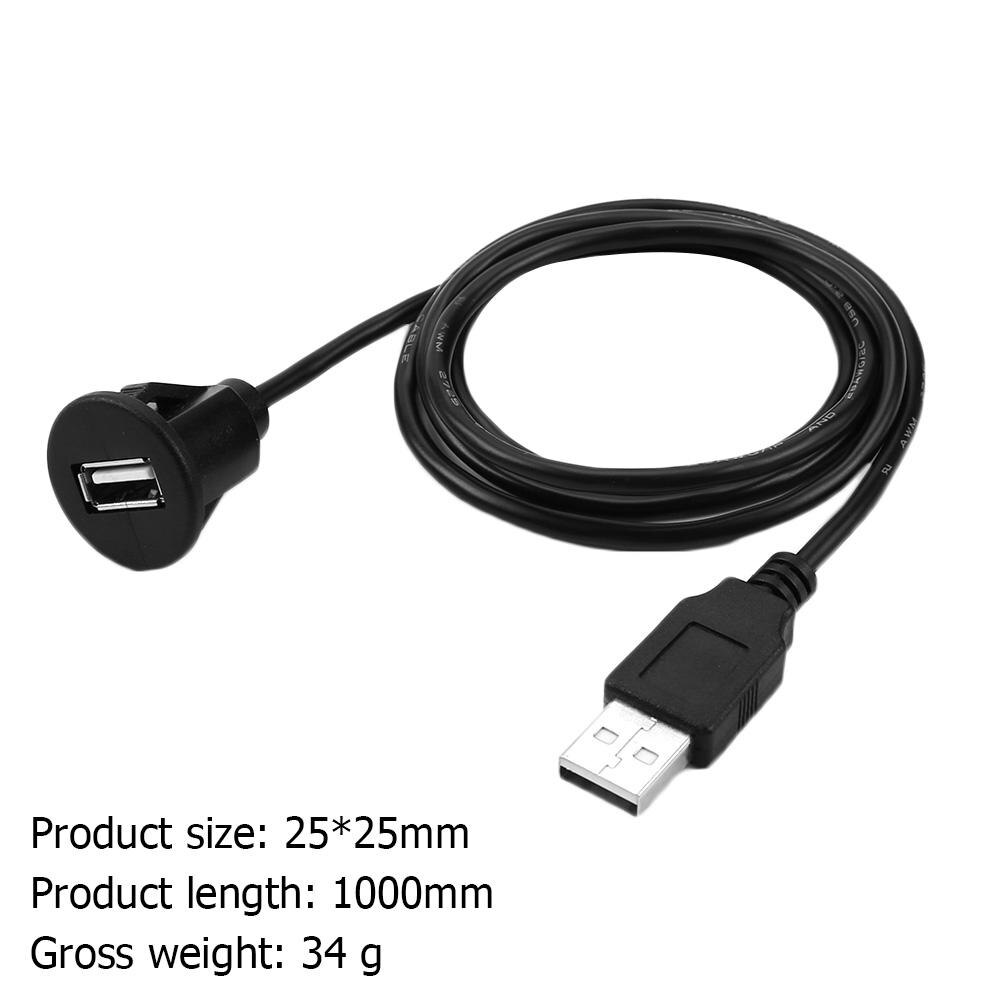Car Dashboard Flush Dash Board Mount USB A Male to Female Socket Port Extension Panel Mount Cable Line for Car Boat Motorcycle