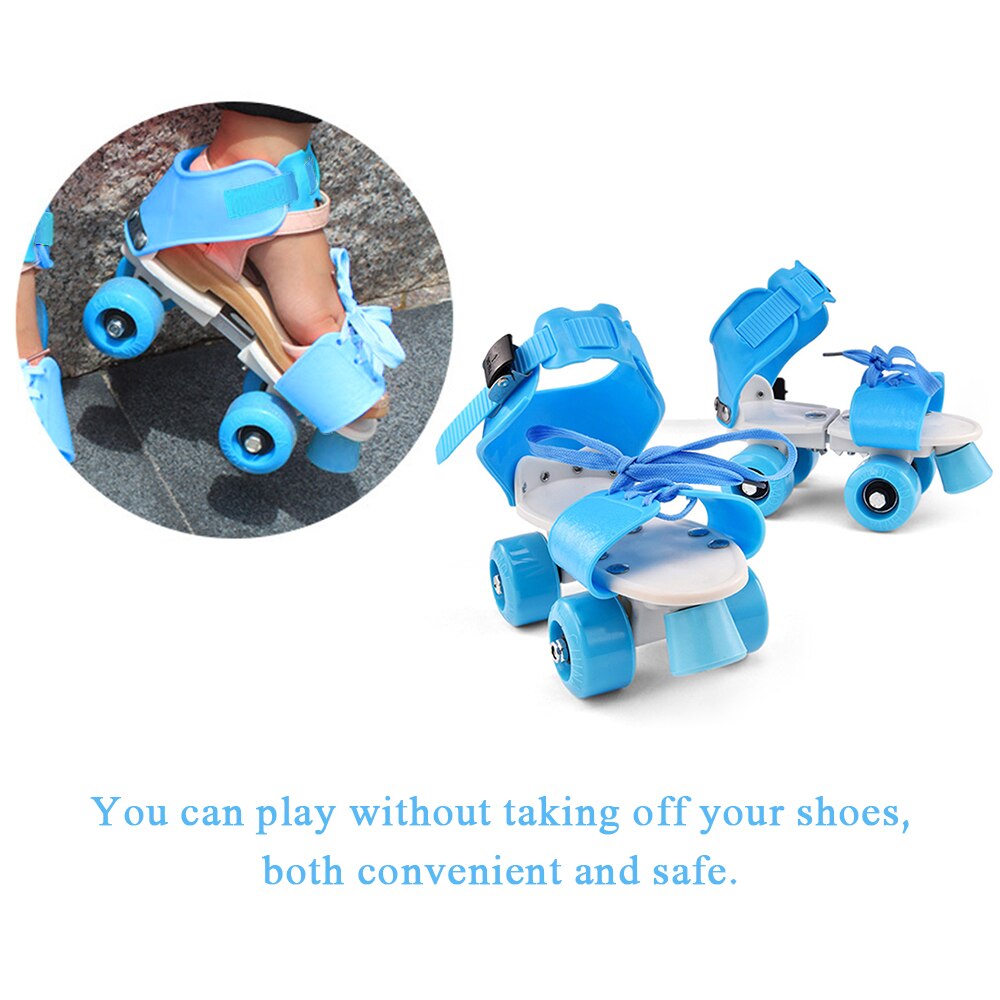 Adjustable Size Children Roller Skates Double Row Skates Skating Shoes Double Wheels Skates for Beginners Girls Boys