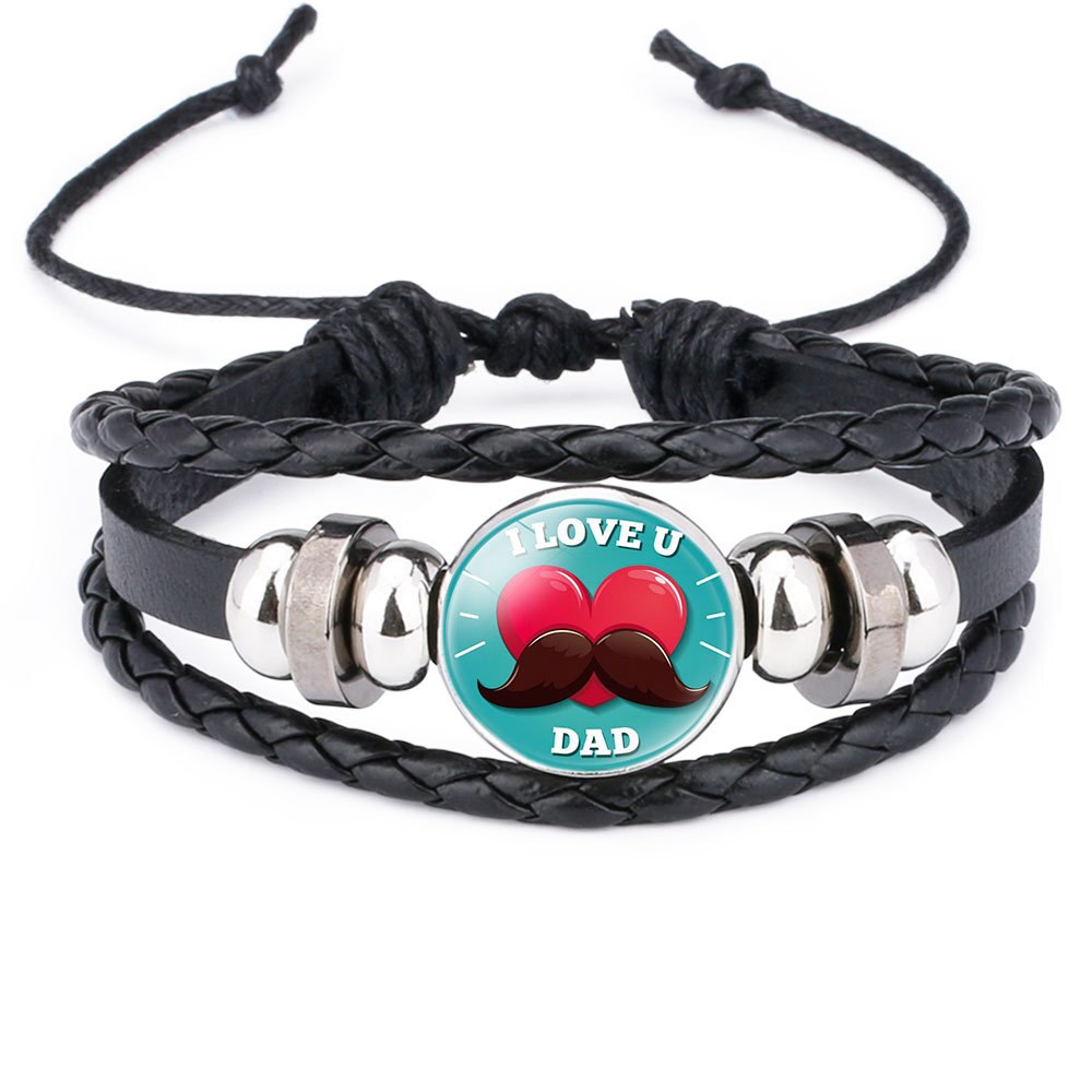 Vaderdag Beste Super Dad Hand Geweven Lederen Koord Glas Armband: 6