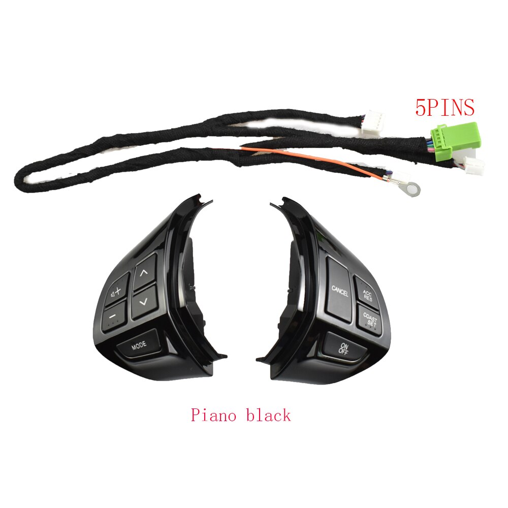 Auto part steering wheel control buttons with wire for MITSUBISHI LANCER OUTLANDER ASX 2007: ASX-Pianoblack-5Pin