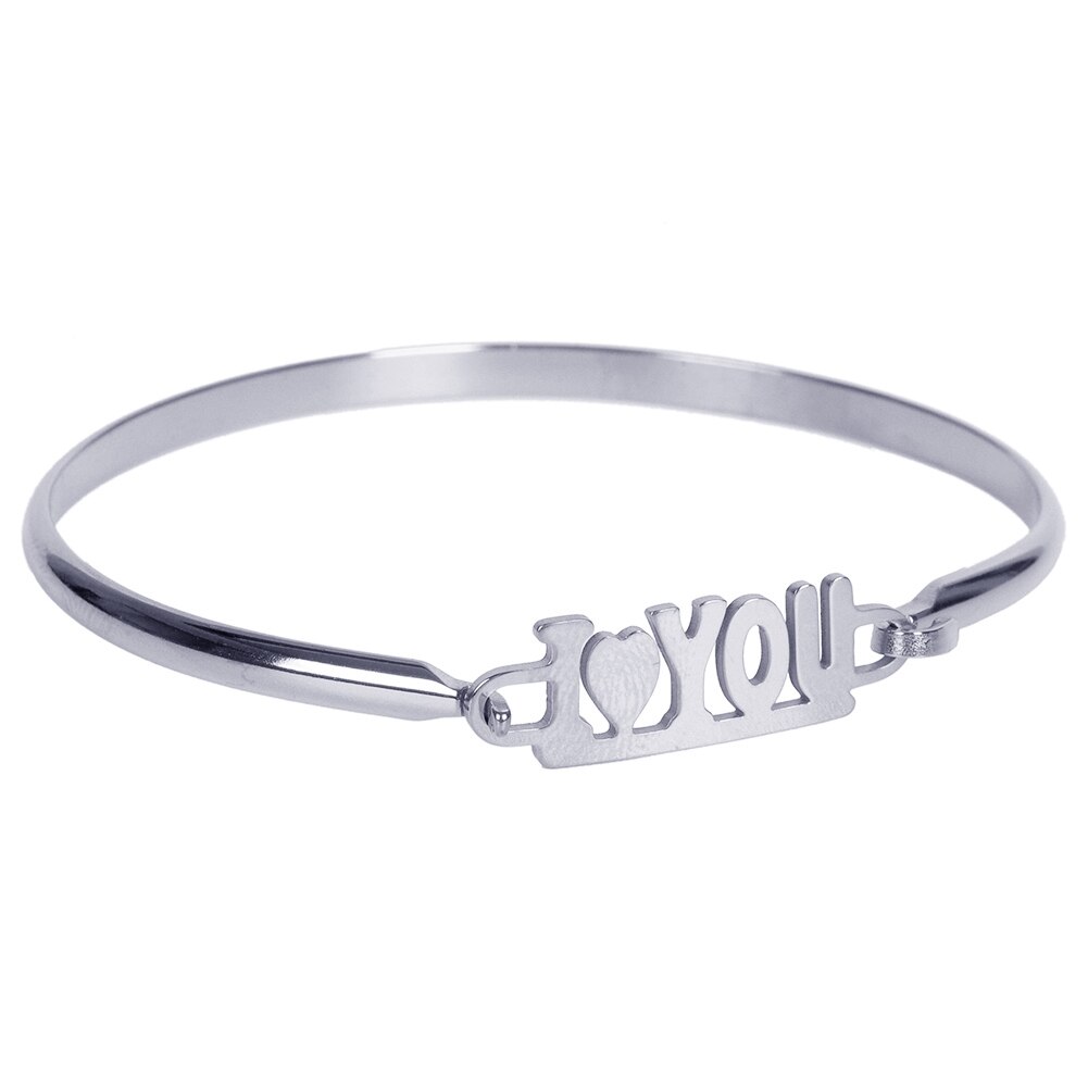 Gouden, zilveren, roestvrijstalen infinity armband met kroon, handbloem, muziek, liefde, punk, dames, vrouwelijke armband, sieraden: Zilveren brief