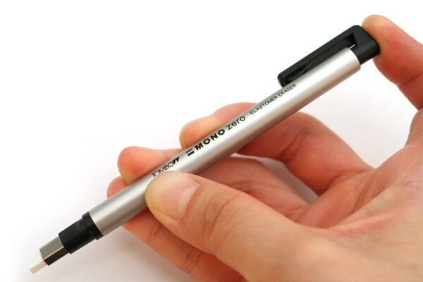 TOMBOW-Goma de lápiz ultrafina MONO Zero, revisión perfecta de Detalles/resaltado para de Manga, borrador de punta redonda/cuadrada: Square Silver
