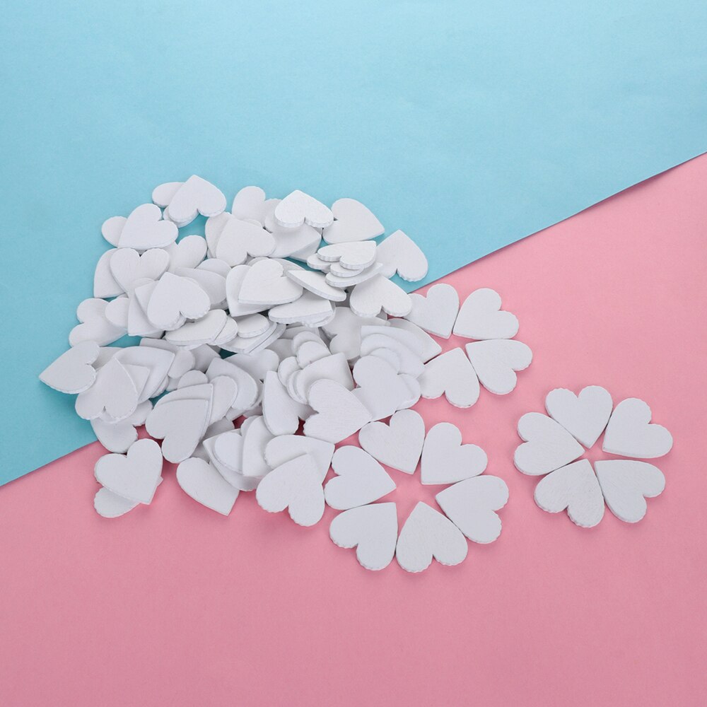 100 stk/sett natur tre gjør-det-selv-håndverk hvitt hjerte scrapbooking kunstsamling for håndlaget tilbehørssøm hjemmedekorasjon