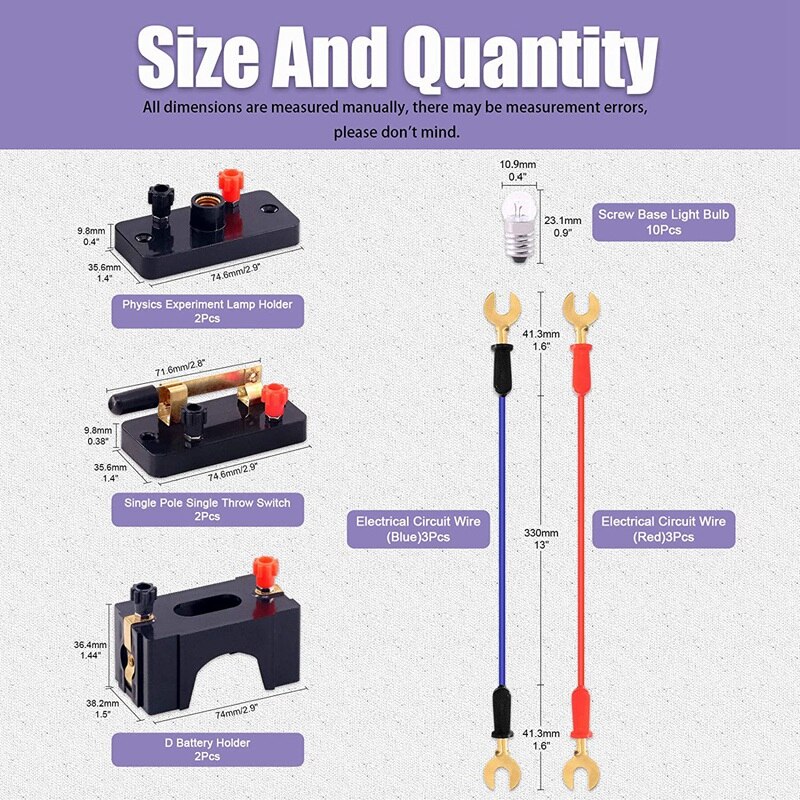 Labs Natuurkunde Experiment Basic Beginner Circuit Kit, Inclusief Interconnect Circuit Draad, Single Pole Single Gooi Schakelaar