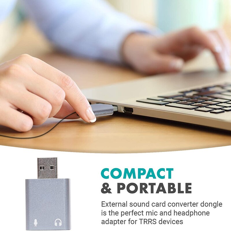 3,5mm trs microphone to usb 2,0 stereo audio external sound card adapter for pc and mac, usb input,  zu 3,5mm trs