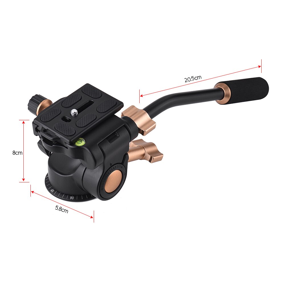 Andoer Q08S Aluminium 3-Way Demping Video Hoofd Statief 1/4 "Schroef Mount 3/8" Schroef Gat voor Dslr Ildc Camera Statief