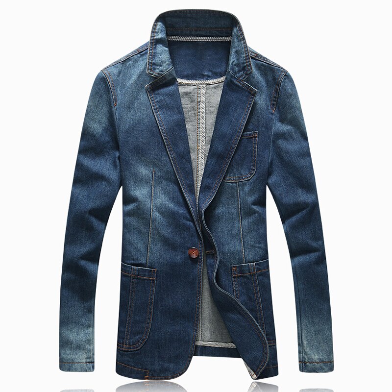 TANG – veste en Jean Slim pour hommes, costume de à la , Blazer tendance, costume décontracté, printemps,