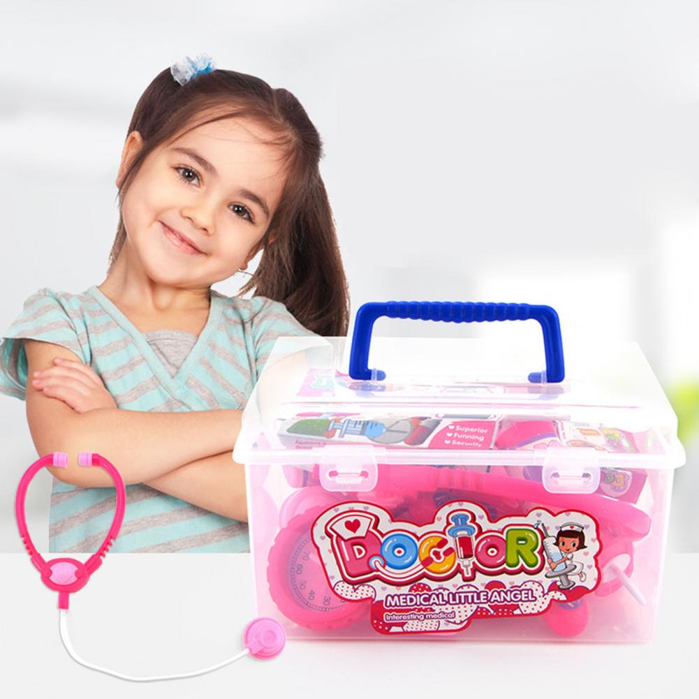 17Pcs/Set Mini Doctor Toy Pink Rich Accessories Simple Pretend Play Doctor Toy Kit for Entertainment