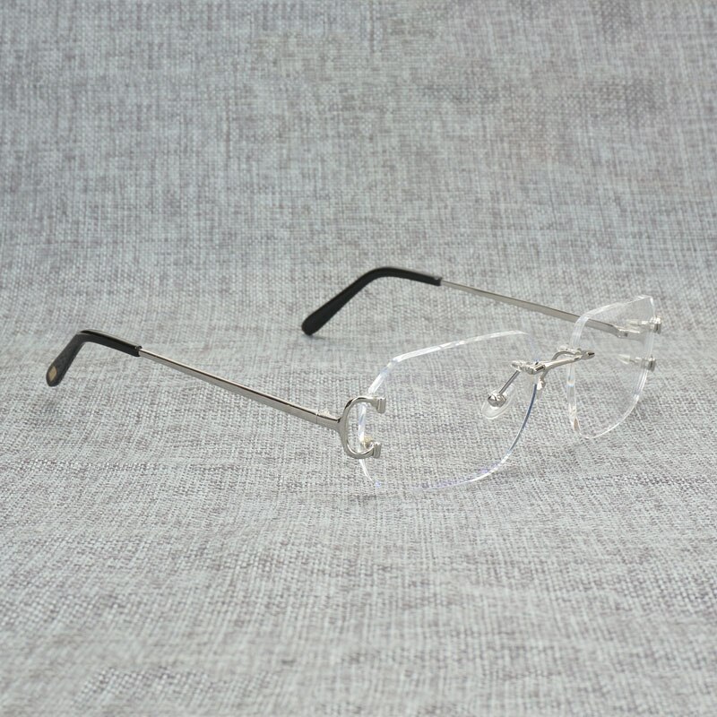 Vintage kantløse firkantede klare briller mænd ovale c wire briller optisk metalramme oversize briller kvinder til læsning af oculos