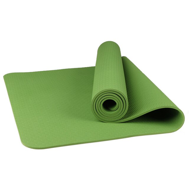 1830*610*6Mm Yoga Mat Tpe Antislip Gymnastiek Mat Pilates Workout Mat Voor Yoga Fitness Gym thuis Yogamat Met Strip Zak: Green