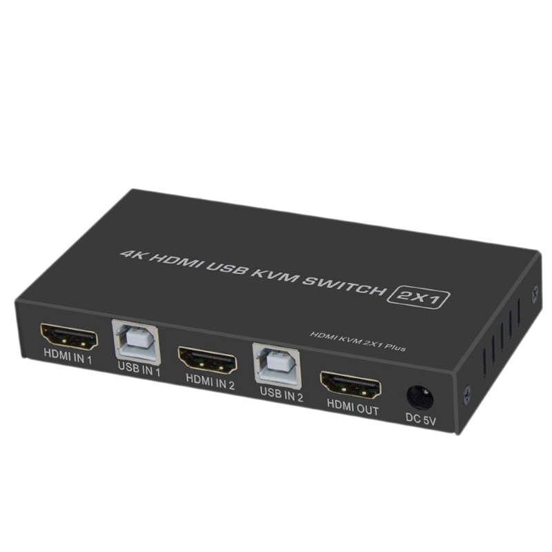 4K HDMI KVM Switch 2In 1Out USB HDMI1.4 KVM Switcher Splitter Support Remote Wake-Up for Keyboard Mouse Printer Monitor