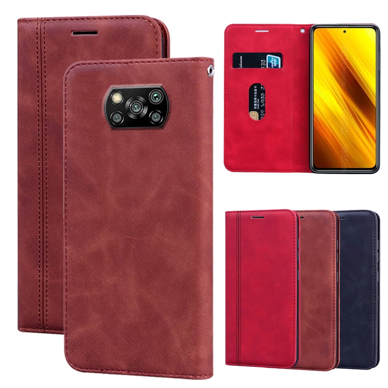 Hoesje voor xiaomi poco  x3 nfc чехол telefoon leren flip stand cover portemonnee hoesje voor pocophone  x3 m2007 j 20cg protect magnetische funda