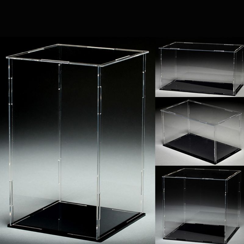 Black Base Clear Acrylic Display Case Dustproof Protection Model Toy Show Box Showcase for Action Figures Toys Collectibles